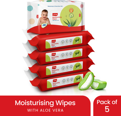 LuvLap Paraben Free wipes for baby with Aloe Vera, Fragrance Free, 72 wipes/pack(360 Wipes)