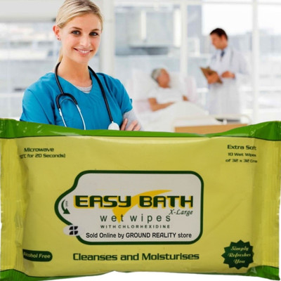 easy bath Wet Wipes 4 Packs (40 pulls). 10 Wipes/Pack– 32x32cms with 10 FREE Disposal Bags(4 Wipes)