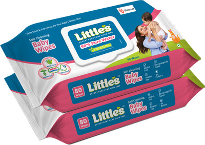 Little's Soft Cleansing Baby Wipes with Aloe Vera, Jojoba Oil and Vitamin E, Lid Pack(160 Wipes)