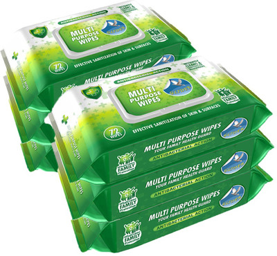 GLIDER Multipurpose Wipes | Ideal for Skin & Surfaces | with Flip-top (Pack of 6(432 Wipes)