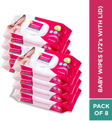 Morisons Baby Dreams Baby Wipes 72's Combo with lid - Pack of 8(576 Wipes)