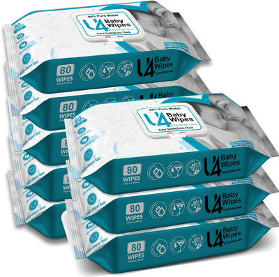 adbeni Soft Cleansing Baby Wipes with Lid, Pack Of 8 | Moist Wet Wipes & Extra Thick(640 Wipes)