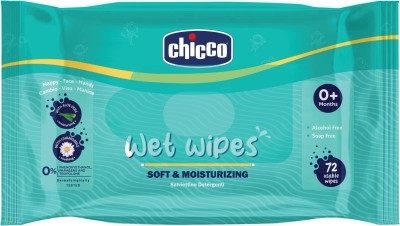 Chicco Baby Moisturizing Wet Wipes with Aloe Vera and Chamomile(72 Wipes)