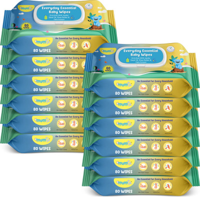 Mumta Soft Cleansing Baby Wipes with Aloe Vera & Vitamin E 80 Counts/Pack (Set of 12)(960 Wipes)