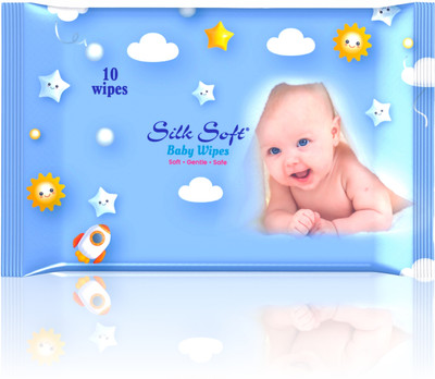 Silk Soft Baby wet wipes 10 pulls without lid PACK OF 12(120 Wipes)