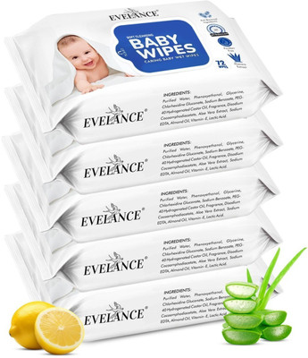 EVELANCE Baby Wipes Without Lid Pack Of 5(360 Wipes)