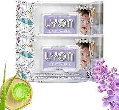 lyon Baby wet wipes with lid|Enriched with aloevera & vitamin E|Paraben&alcohol free(2 Wipes)