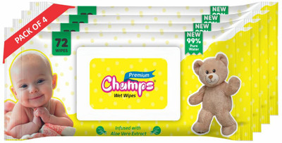 Champs Premium Baby Wet Wipes|Pack of 4(288 Wipes)