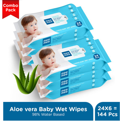 MeeMee Soft Cleansing Baby Wet with Aloe vera - Pack of 6(144 Wipes)