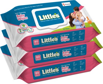 Little's Soft Cleansing Baby Wipes with Aloe Vera, Jojoba Oil and Vitamin E, Lid Pack(240 Wipes)