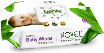 NOVEL Baby Wipes 80 Sheets Per Pack of 4/with Lid (80 Wipes)