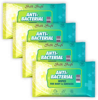 Silk Soft Antibacterial wipes 10 pulls PACK OF 4(40 Wipes)