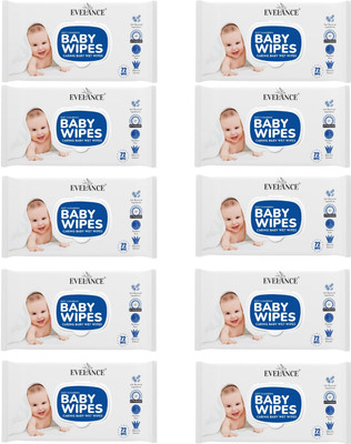 EVELANCE Caring Baby Wet Wipes with lid & Aloe Vera Extract,72 pcs(10 Wipes)