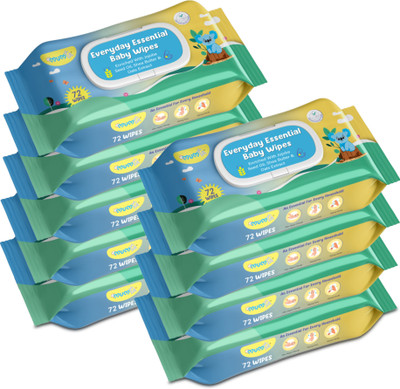 Mumta Soft Cleansing Baby Wipes with Aloe Vera & Vitamin E -72 Counts/Pack (Set of 9)(648 Wipes)
