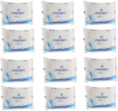 QUICK BATH Bed Bath Wet Wipes for Adults and Patients, Pack of 12(10 Wipes/Pack)(120 Wipes)