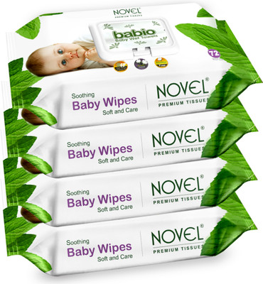 NOVEL Baby Wipes 72 Sheets pack of 4/with Lid(288 Wipes)