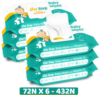1st Step Baby Wet Wipes With Lid Enriched With Aloe-Vera And Jojoba Oil(Pack of 6)(432 Wipes)