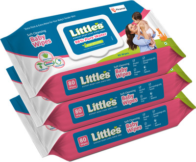 Little's Soft Cleansing Baby Wipes with Aloe Vera, Jojoba Oil and Vitamin E, Lid Pack(240 Wipes)
