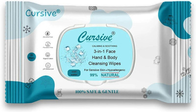 Cursive Unisex Extra Cool Cleaning Face & Body Makeup, Oil ,Sweat Remover Wipes/Tissues(25 Wipes)