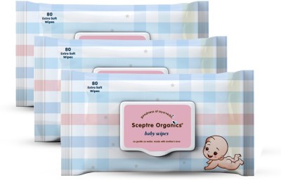 Twittles Organics Combo of 3 Pack (240 Wipes) || Extra Soft Skincare Wet Baby Wipes(3 Wipes)