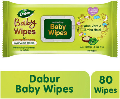 Dabur Baby Wipes: pH 5.5 balanced with Moisture Lock Cap 80pcs(80 Wipes)