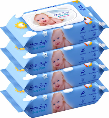 Silk Soft Baby wet wipes 82 pulls with lid PACK OF 4(328 Wipes)
