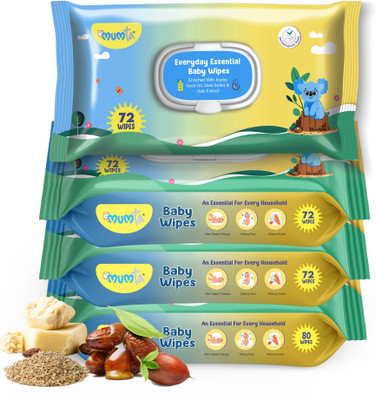 Mumta Soft Cleansing Baby Wipes with Aloe Vera & Vitamin E -72 Counts/Pack (Set of 4)(288 Wipes)