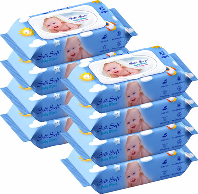 Silk Soft Baby wet wipes 82 pulls with lid PACK OF 8(656 Wipes)