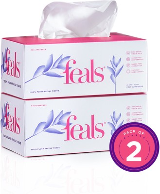 FEALS 2 Ply Virgin Facial Tissues for Face (200 Pulls/box) (Pack of 2)(400 Wipes)