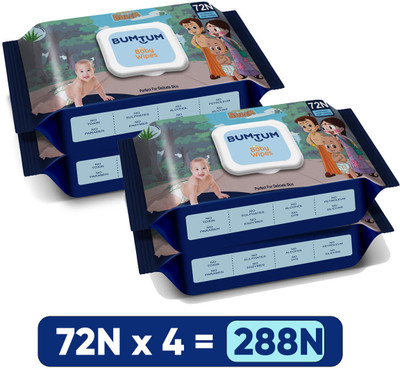 BUMTUM Baby Chota Bheem Gentle Wet Wipes With Lid | Aloe Vera & Chamomile Extracts(288 Wipes)