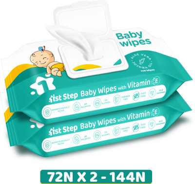 1st Step Baby Wet Wipes With Lid Enriched With Aloe-Vera And Jojoba Oil(Pack of 2)(144 Wipes)