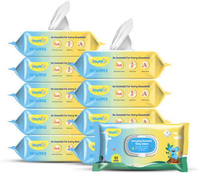 Mumta Soft Cleansing Baby Wipes with Aloe Vera & Vitamin E 80 Counts/Pack (Set of 10)(800 Wipes)