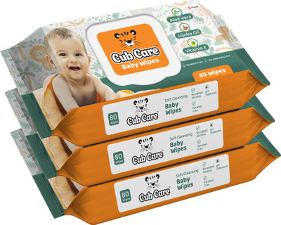 Cub Care Baby Wipes with Aloe Vera, Jojoba Oil, Vitamin E and Paraben Free(240 Wipes)