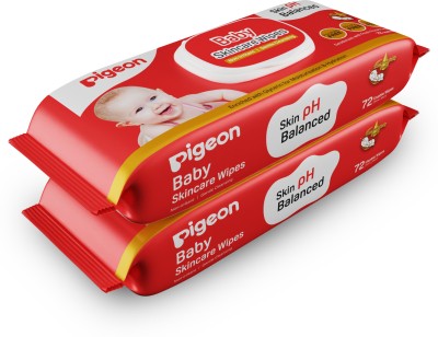 Pigeon Premium Baby Wet Wipes Skincare 72 Sheets With Lid-Pack Of 2(2 Wipes)