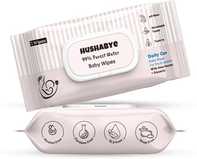Hushabye Soft Baby Wet Wipes with AloeVera And Glycerin, Clinically Tested with Lid(144 Wipes)