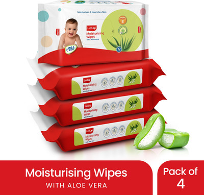 LuvLap Paraben Free wipes for baby with Aloe Vera, Fragrance Free, 72 wipes/pack(288 Wipes)