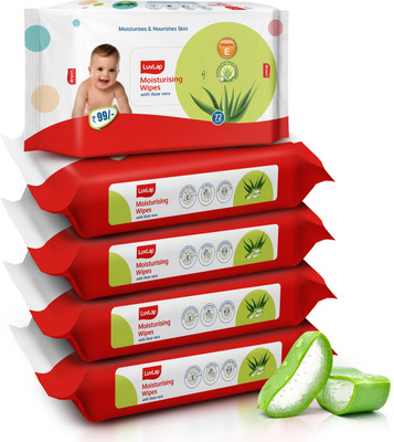 LuvLap Paraben Free wipes for baby with Aloe Vera, Fragrance Free, 72 wipes/pack(360 Wipes)