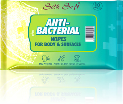Silk Soft Antibacterial wipes 10 pulls PACK OF 8(80 Wipes)