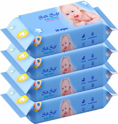 Silk Soft Baby wet wipes 30 pulls without lid PACK OF 4(120 Wipes)