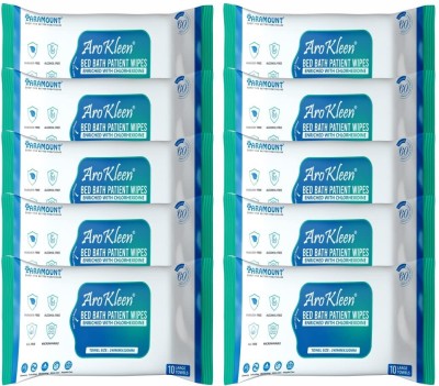 ARO KLEEN Bed Bath Patient Wet Wipes Large Towels Enriched with Chlorhexidine & Aloe Vera(10 Wipes)