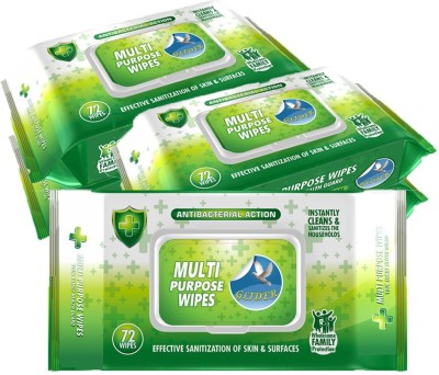 GLIDER Germ Protection Multipurpose Skin and Surface Wipes with Flip-top - 72 Wipes ( Pack of 5 )(360 Wipes)