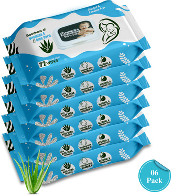 FRESHCLICK Baby Wet Wipes Aloe Vera & Vitamin E Enriched, Alcohol & Paraben Free Pack06(432 Wipes)