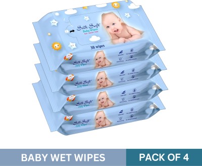 Silk Soft Baby Wet Wipes – Pack of 4 (30 Wipes Without Lid)(120 Wipes)