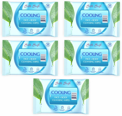 Silk Soft Cooling wipes 10 pulls PACK OF 5(50 Wipes)
