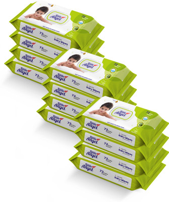 Little Angel Super Soft Cleansing Baby Wipes Lid Pack, 864 Count,Pack of 12,72 count/pack(864 Wipes)