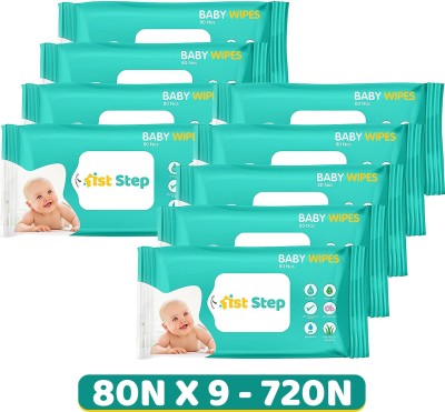 1st Step Baby Wet Wipes Enriched With Aloe-Vera And Jojoba Oil (Pack Of 9)(720 Wipes)