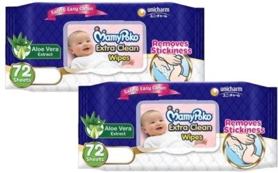 MamyPoko Extra clean 72x2 wipes with Aloe vera Piece 144N(2 Wipes)