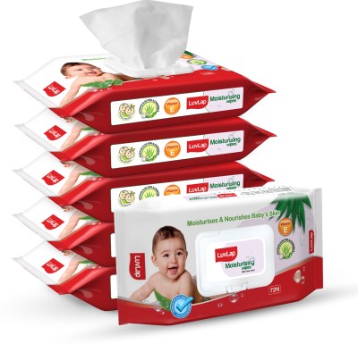 LuvLap Paraben Free wipes for baby with Aloe Vera, 72 wipes/pack with Lid(432 Wipes)