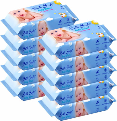 Silk Soft Baby wet wipes 82 pulls without lid PACK OF 10(820 Wipes)