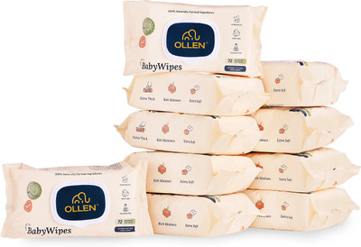 OLLEN Baby Wet Wipes with Aloe Vera Extract (Pack of 10)(720 Wipes)
